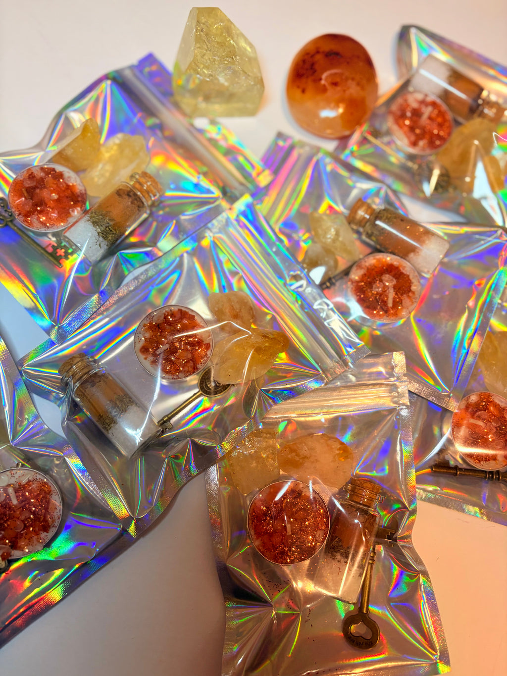 Road Opener Spell kit with handcrafted tea lights, herbs and citrine crystals