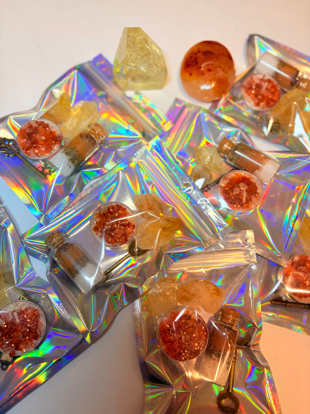 Road Opener Spell kit with handcrafted tea lights, herbs and citrine crystals