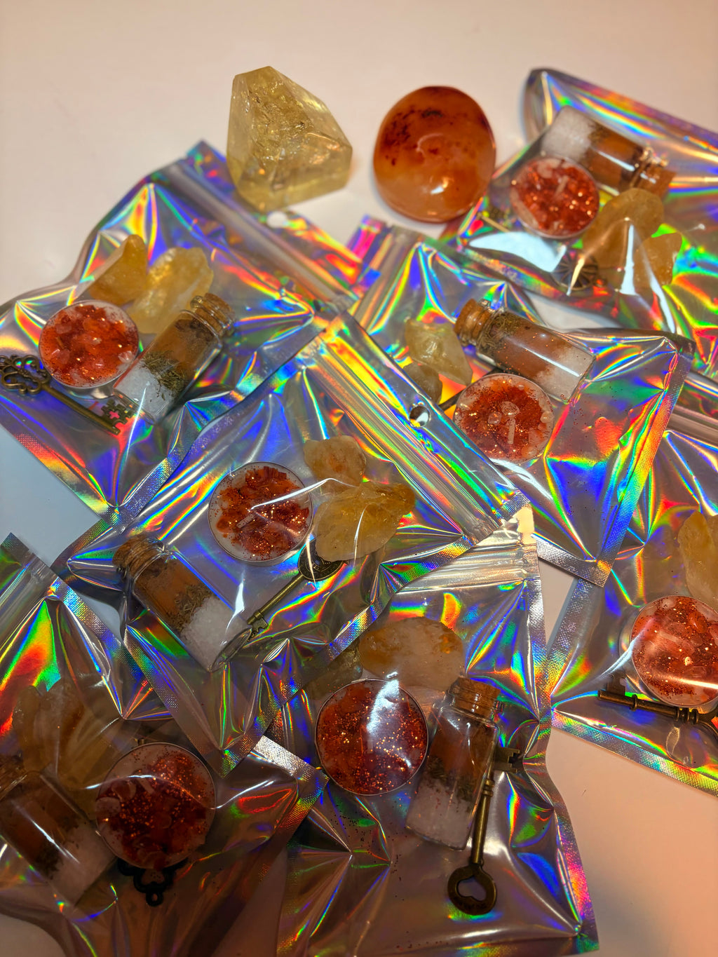 Road Opener Spell kit with handcrafted tea lights, herbs and citrine crystals