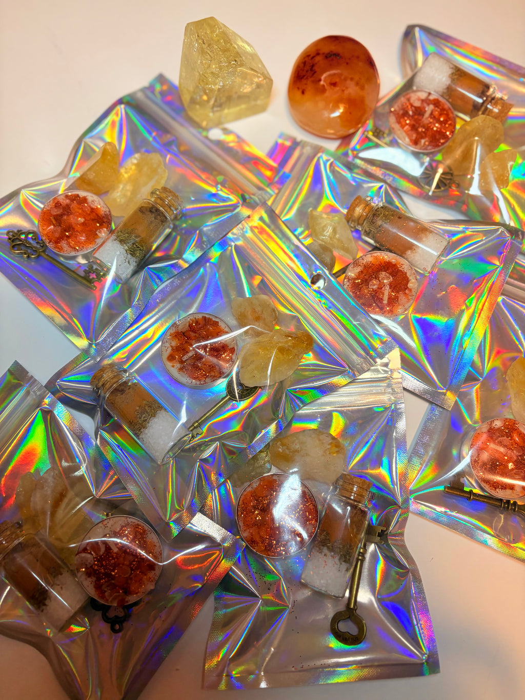 Road Opener Spell kit with handcrafted tea lights, herbs and citrine crystals